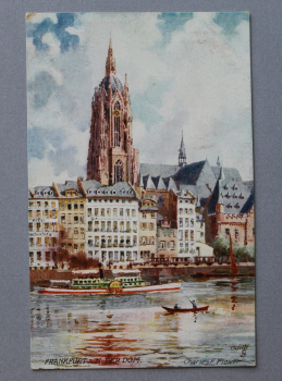 Ansichtskarte TUCK AK Frankfurt Main 1910-1930 Dom Charles F Flower Raddampfer Dampfschiff Boot Eisenbahn Architektur Ortsansicht Hessen